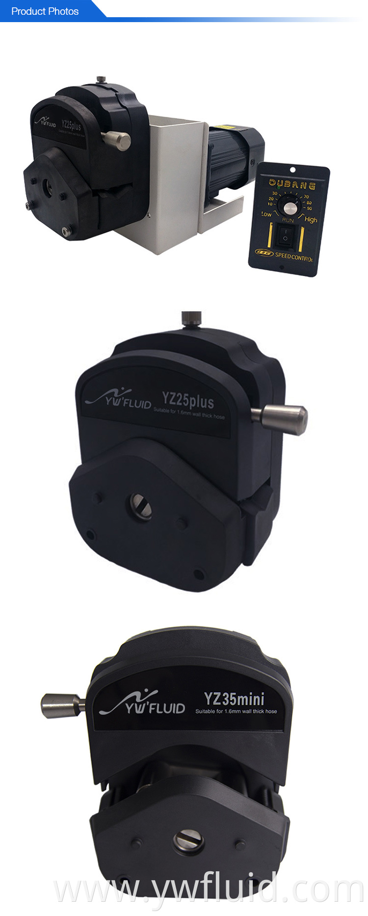 YWfluid High accuracy Dosing peristaltic pump for Laboratory equipment liquid transferring and metering